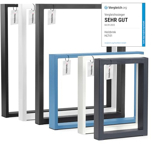 HOLZBRINK Tischbeine für Couchtisch Sitzbank, Möbelfüße aus Vierkantprofil 80x20 mm, Tischgestell 40x43 cm, Schwarz, 1 Stück, HLT-01-C-BB-9005