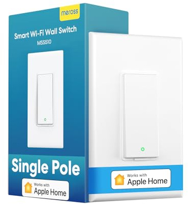 meross Smart Light Switch Supports Apple HomeKit, Siri, Alexa, Google Assistant & SmartThings, 2.4GHz Wi-Fi Light Switch, Neutral Wire Required, Single Pole, Remote Control Schedule, 1 Pack