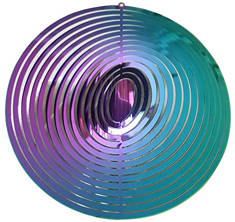 Tiardey 3D Spinner à Vent en métal Rotatif à Effet de lumière Fluide Design carillons éoliens Maison décoration de Jardin Cadeau extérieur Brillant - Couleur Ronde