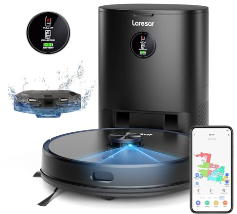 Laresar Robot Vacuum Cleaner with Mop,3500Pa Robotic Vacuum with 3.5L Self Emptying Station,Works with Alexa,Editable Map,Lidar Navigation,3 In 1,Robot Hoover for Pet Hair,Smart App Control(L6 Pro)