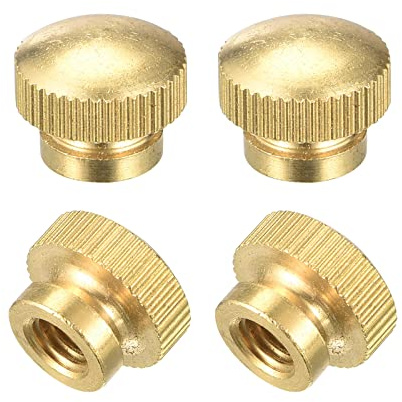 sourcing map Brass Knurled Thumb Nuts, M6x1mm Round Stepped Knobs Fasteners for 3D Printer, Electronic Equipment 4Pcs