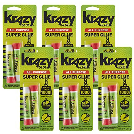 Krazy Glue All-Purpose Super Glue Tubes, Quick Dry, 6 x 0.07oz (Pack of 2)