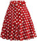 Damen 1950er Jahre Vintage Rock A Linie Faltenrock Hohe Taille Midirock Blumendruck Tellerrock Polka Dot Rockabilly Swing Rock mit G?rtel Knielang Partyrock Rot XL