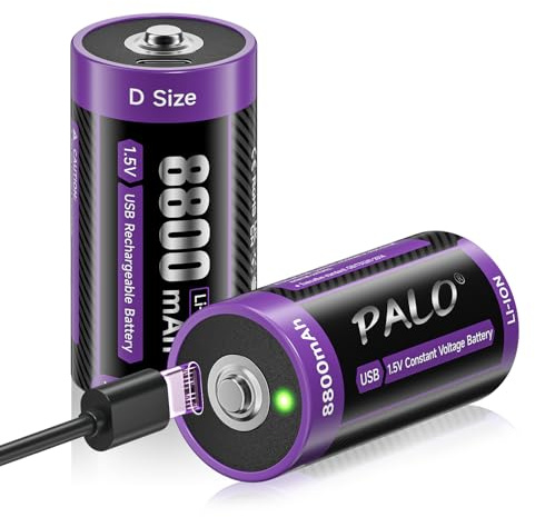 Mspalocell Batterie D, confezione da 2 batterie Mono D, al litio, 1,5 V, LR20