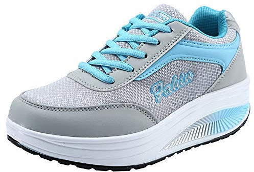 IQYU Joggingskor dam ventilerande skor mjuka sportskor lätta sneakers bekväma löparskor justerbara sneakers enkla fritidsskor med snörning halvskor