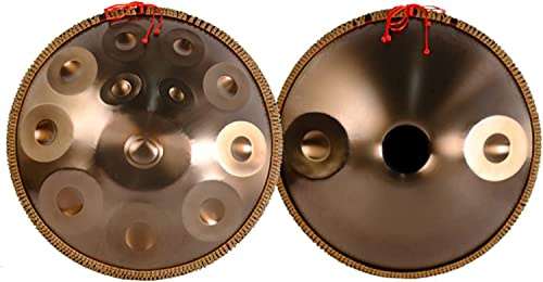 Handpan Steel Tamburo 432Hz 56 cm Oro Performer D-minl - 14 note con custodia morbida, supporto e panno per la pulizia, batteria