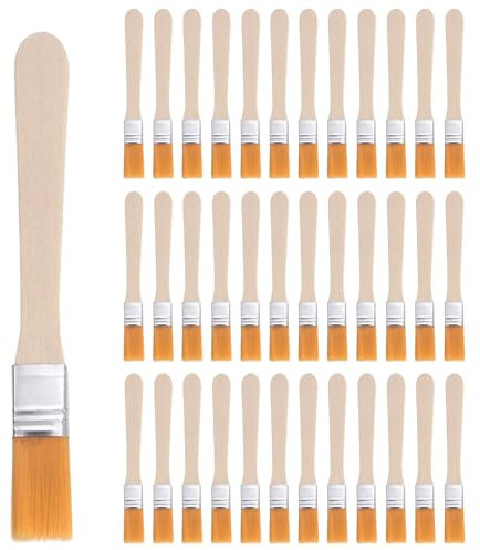 JJZGPP 36Pcs Pinceaux Plats avec Manche en Bois Pinceaux de Peinture Mur en Nylon Pinceau Peinture Plat Professionnel pour Peinture Murale, Peinture d’ Aquarelle Bricolage Nettoyage Peinture (1.5cm)