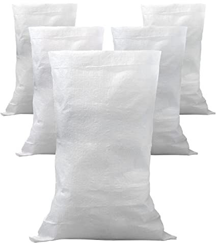 5x Sacs de Jardin et Déchets en Polypropylène Ultra Résistant - 105 x 55 cm – Made in Italy - Sac Polyvalent pour Emballage, Légumes, Sable, Gravats, Bricolage – Conteneur d'Objets – Blanc