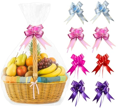 16 Stück Extra Groß Geschenkfolie Transparent Cellophantüten mit Zugschleifen Geschenke, Geschenkverpackung Anwendbar für Blumen Geschenkbeutel, Geschenkblau, Handwerk