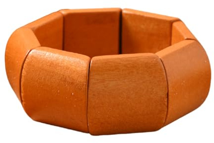 MMIUAEG Vintage Wooden Beaded Bracelet for Women Boho Chunky Colorful Natural Wood Stretch Bracelet for Women Men Geometric Ethnic Statement Wrist Jewelry-Khaki