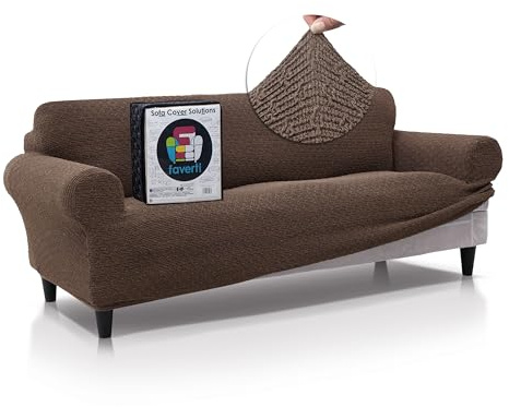 FAVERTI® Funda Sofá Premium 2 Plazas - Funda de Tejido Súper Elástico para Sofás de 140 a 180cm | Modelo BOCAIRENT | Ante | Funda Sofá Súper Ajustable | Protector Sofá Elegante Tacto Algodón