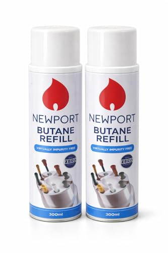 Dezpo Newport Gas For Lighters 300ml Compatible with All Lighters BBQ, Candle, Camping, Gas, Kitchen, Cooking Lighter - Pack of 2 x 300ml