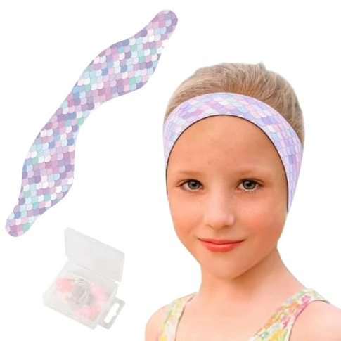 Fascia da Nuoto per Bambini, Fascia Elastica da Nuoto per Orecchi, Auricolari con Elasticità Regolabile per Piscina, Tappi per Orecchie per Nuoto, Attrezzature per Sport Acquatici Regolabili