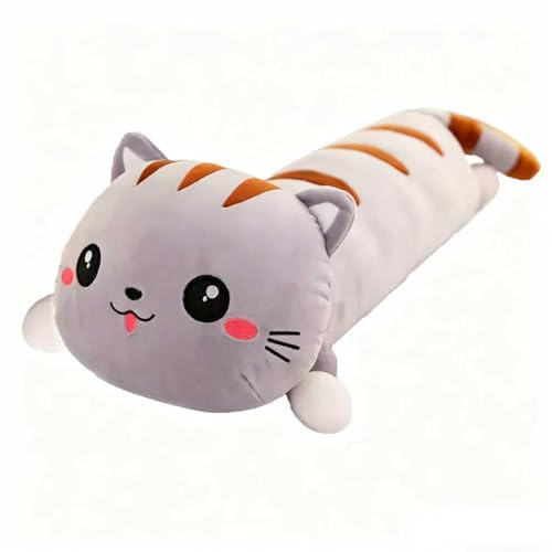 Dorclife Long Cat Plush Pillows 70CM Cat Stuffed Animal Sleeping Throw Pilow Soft Plush Huggable Cat for Room Decor, Sleeping Gift for Christmas, Birthday, Halloween, Thanksgiving Day (gray)