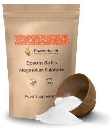 Magnesium Sulphate - Epsom Salts (500g) | Epsom Bath Salts | Epsom Salts to Drink | Magnesium Bath Salts Muscle Soak & Foot Soak for Hard Skin | by Power Health