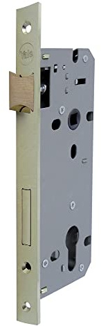 Yale Holztürschloss Y52X0060 Messing poliert, quadratische Kanten, Eingang 60 mm