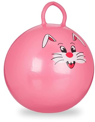 Relaxdays 2 Bolas Saltarina para Niños, Pelotas Saltar Animales, Balones Infantiles, 45 cm Diámetro, PVC, Rosa