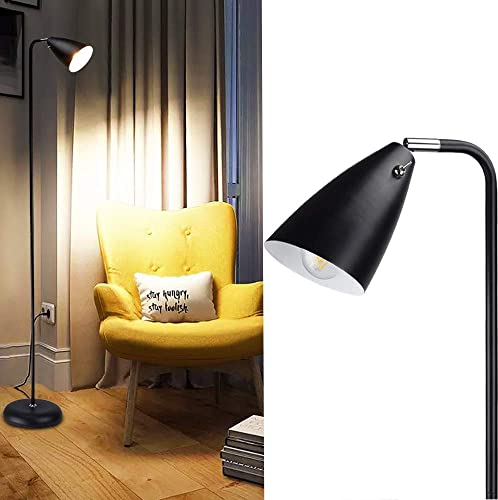 Depuley Lampadaire en Métal Fer, Noir Mat Lampadaire sur Pied Rétro Flexible de Bureau et Salon, Design Classique et Nostalgique，Lumière chaude,Métal noir, Ampoule E14 3000k.