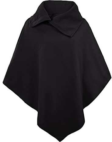 Rayson Élégant Pull Poncho Cape Femme Pull Poncho à Polyvalent de Type Châle pour Femmes Chic Glamour Baggy Irrégulière Châle Jeune Haut Tendance(Noir)
