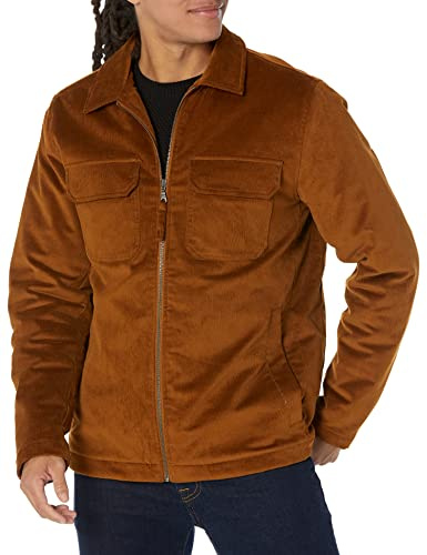 Amazon Essentials Chaqueta de Trabajo en Pana (Disponible en Talla Grandes y Largos Especiales) Hombre, Castaño Oscuro, M