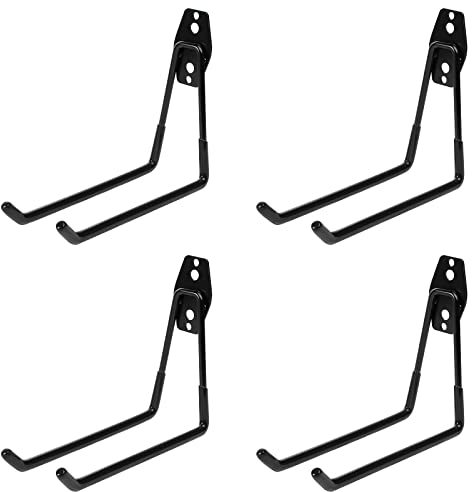 Fippy 4 ganci da garage resistenti per appendere utensili, ganci per garage, ganci da parete per garage e attrezzi da giardino (nero)