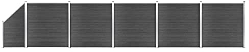 Tidyard Zaunelement Set Gartenzaun Sichtschutzzaun Windschutzzaun Lamellenzaun Garteneingrenzung Windschutz Sichtschutz Zaun Element Dichtzaun Terrasse Garten WPC 965x(105-186) cm Schwarz