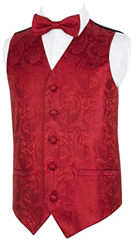 Alizeal Conjunto clásico de pajarita y chaleco de traje para niños