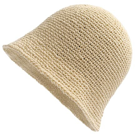 ZLYC Chapeau Cloche d'hiver en Crochet Fait à la Main en Coton tricoté pour Femme, Beige uni., Taille Unique