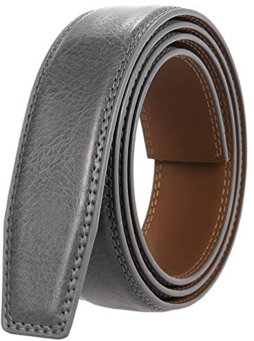 Overhil1s Cintura in Vera Pelle Senza Fibbia Larga 3,5 cm in Vera Pelle Senza Cinturino con Fibbia Automatica Cinture firmate da Uomo (Color : Grau, Size : Length 130 cm)