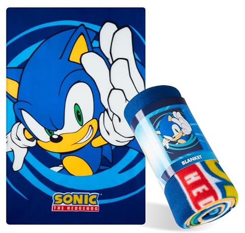 Sonic The Hedgehog Manta Polar Infantil, Manta Suave para Cama y Sofá de 100 x 150 cm, Accesorio de Cama, Regalos Gamer