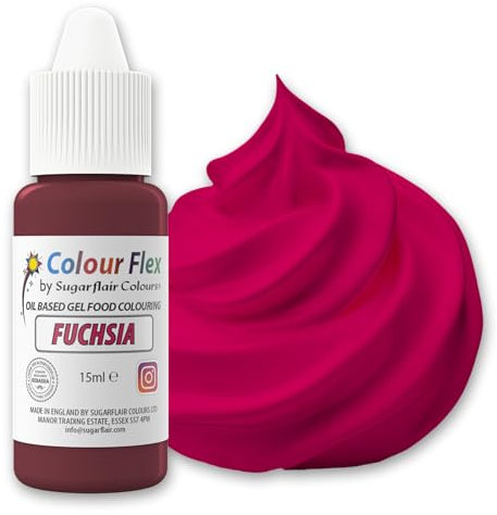 Colour Flex Oil Based Food Colouring Fuchsia - Concentrated Food Colouring for Colouring High Fat Foods; Buttercream, Chocolate, Sugar Paste, Fondant, Icing, Batter & More - 15ml