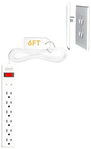 Sleek Socket Original & Patented Ultra-Thin Outlet Concealer with Cord Concealer Kit, Flat Extension Cord with Multi Outlets Surge Protector Power Strip, Ideal for Home Office and Home Theater