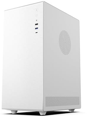 iONZ KZ-35V Zenith - PC Gaming/Office Case, Tempered Glass - Mini Tower, Micro ATX, ITX | Front I/O USB 3.0 Type-C, White (Case Only)
