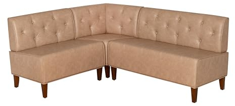 Parnell Tan Faux Leather Corner Dining Nook with Tufted Back by Powell