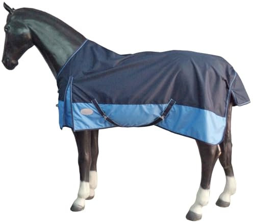 eQuitack Your Passion Is Our Mission Outdoor Winterdecke Turnout 100% Wasserdicht 600D Regendecke mit Fleece Lining - Navy/Baby Blau 135cm