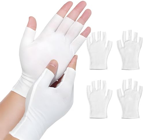 2 Pairs of Touchscreen-Compatible Cotton Gloves, Size M - White Moisturizing Gloves for Dry Hands, Cut Fingertips for Device Use,for Nighttime Skin Care and Daily Comfort