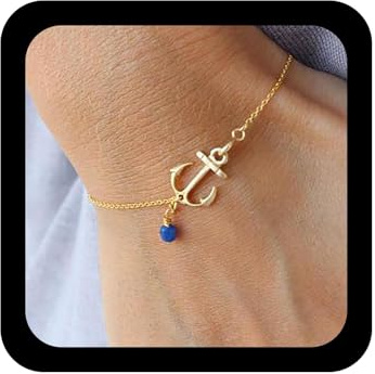 Xduargs Boho Anchor Hand Bracelet Gold Sailor Beads Bracelets Vintage Anchor Slave Chain Bracelet Adjustable Sailboat Hand Harness Link Bracelets Jewelry for Women