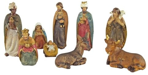 FADEDA 9 statuette per presepe / altezza: 8 cm/dipinti a mano/dettagliati personaggi per presepe – decorazione da tavolo di Natale accessori presepe