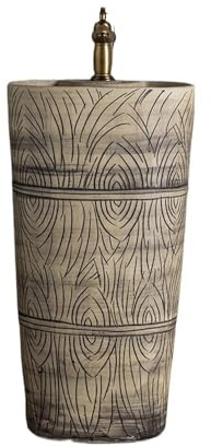 Lavabo sur colonne Lavabo sur pied rayé avec robinet et égouttoir, lavabo intégré au balcon