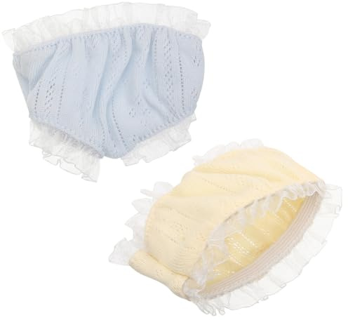 Hohopeti 2pcs Doll Panties Reusable Mini Underwear for Small Doll Clothes Girls Pretend Play Accessories Blue and Yellow Lace Set