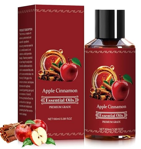 Apple Cinnamon Essential Oil, Ätherisches Apfel-Zimt-Haaröl, Ätherische Öle Herbst, Trockenes und Krauses Haar Pflegen, Kräftiges und Widerstandsfähiges Haars, Seidig Glattes Haar