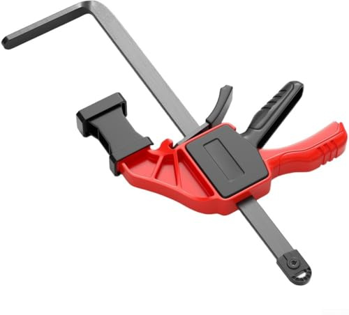 Pour rail de serrage pour rails de scie avec pression maximale de 90 kg, fonction de libération rapide et embouts en caoutchouc pour sécuriser les pièces sans endommager (A)