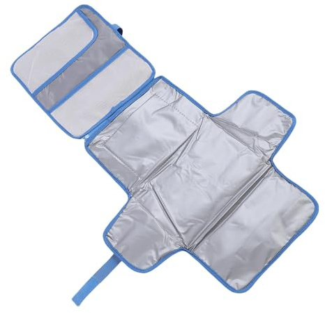 ViaGasaFamido Fasciatoio per Neonato Tappetino per Pannolini Pieghevole Portatile con Tasca per Salviette Panno Oxford Impermeabile per la Cura del Bambino da Viaggio 34,1 X 21,3 Pollici (BLUE)
