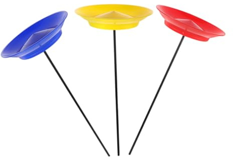 FUNNETOYU Ensemble de 3 Assiettes de Jonglage avec Bâtons Supérieurs en Plastique Colorés Kit de Jonglage pour Garçon et Filles, Jouets D’équilibre Légers et Adaptés aux Spectacles