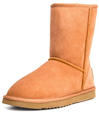 AUSLAND Genuine Suede Boots for Women Winter Short Boot Women's Snow Boots 9.5US Chestnut A5825 40EU