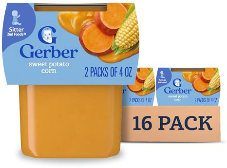 Gerber Stage 2 Baby Food, Sweet Potato Corn Puree Tubs, Baby Puree, 16PK