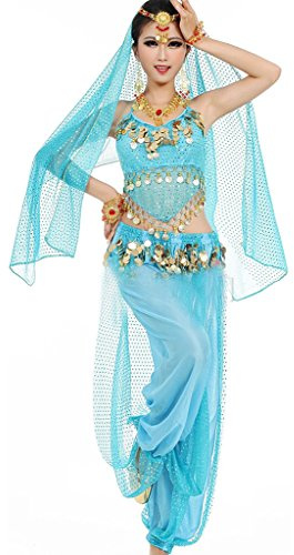Astage Femme Sportswear Danse Wears Halter Top Harem Pantalon Sarouel Vêtements Bleu Ciel