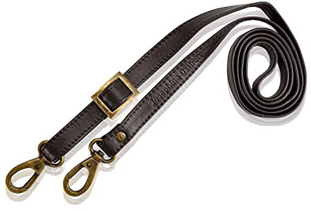 Josephine Osthoff - SCHULTERRIEMEN Echtleder Ersatzriemen Gurt Crossbody Strap Ersatz 135 cm Länge 2 cm Breite, Farbe:Espresso/Altgold
