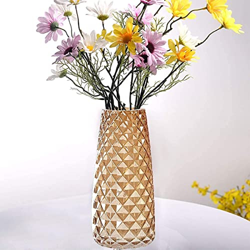 Vase Kristall Glasvase Höhe 22 cm Bernstein Blumenpflanze Modern Vasen Deko Ananasform Blumenvase, für Home Office Dekor Geschenk Hochzeit Einweihungsparty Feiern