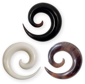 Fly Style 1 Paar Piercing Ohr Expander aus Horn oder Knochen - Schlichte Dehnschnecke Dehnspirale Dehnungsschnecke Dehnsichel, Grösse:8 mm (Paar), Farbwahl:schwarz
